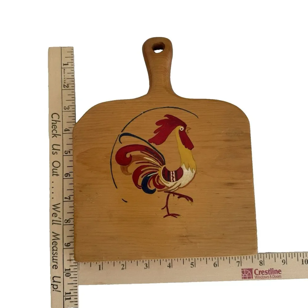Vtg Rooster Chicken Wooden Cutting Board Wall Hanging Country Farmhouse Cottage